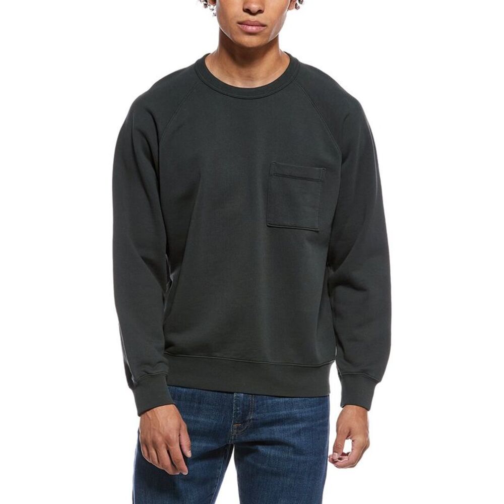 Todd Snyder Mens Portuguese Terry Pocket Crewneck Sweatshirt, Green